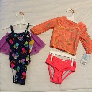 Kids Swim Set with Octopus and Floral Design